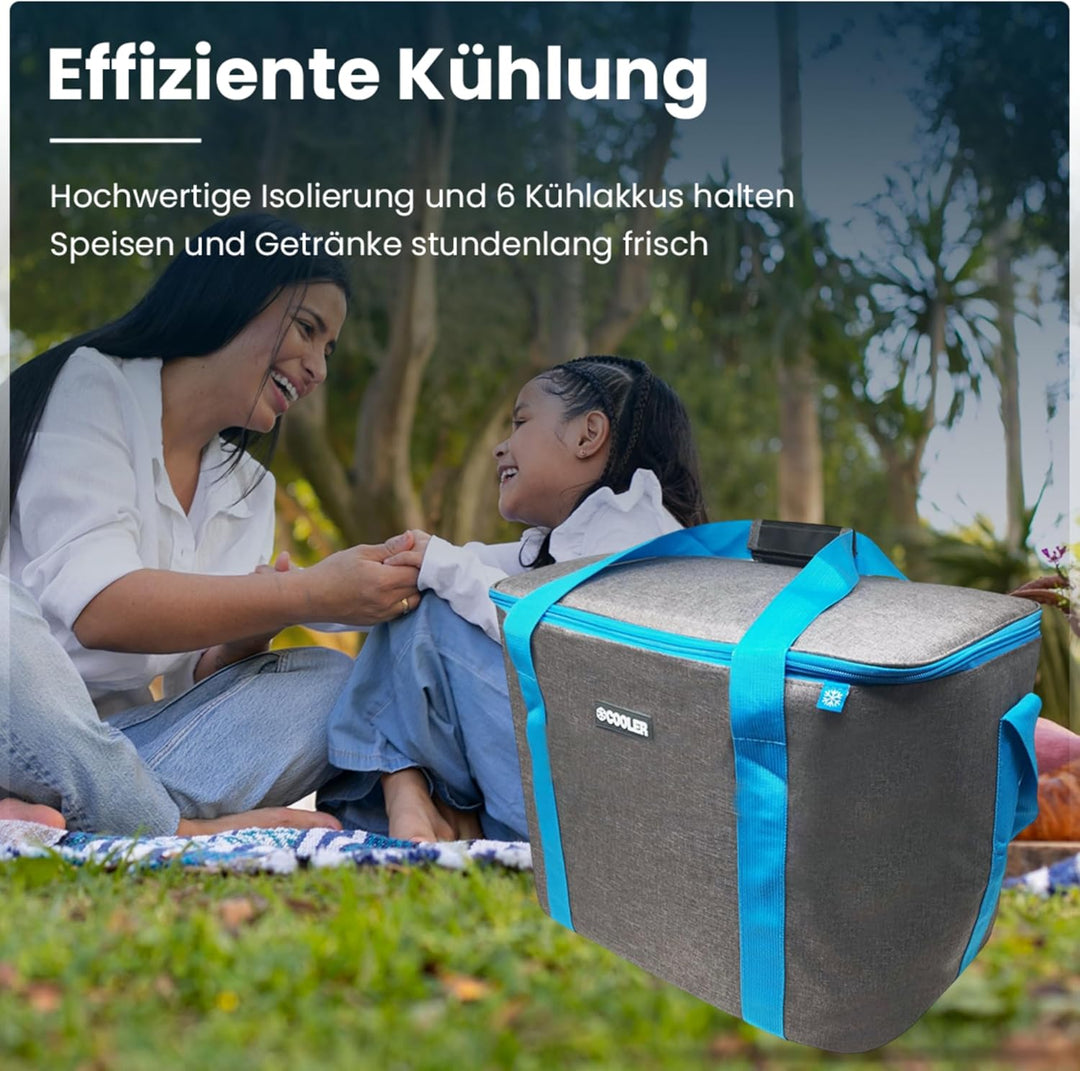 ToCi Kühltasche 36 Liter Isoliertasche Thermotasche Picknicktasche für Picknick Camping Urlaub Wande