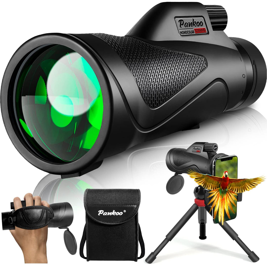 Pankoo 12 x 60 Monokularteleskop High Powered mit Smartphone Adapter Stativ und tragbarer Tasche, gr