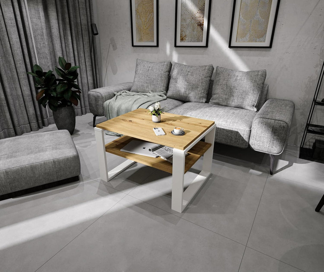 Couchtisch 61×51 cm – Wohnzimmertisch aus Holzwerkstoff, Stabiler & moderner Kaffeetisch mit zusätzl