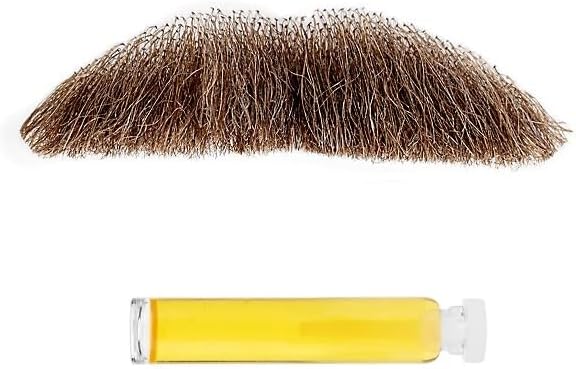 Maskworld Schnäuzer - Professioneller Oberlippenbart aus Echthaar - Schnurrbart braun - Kostüm Zubeh