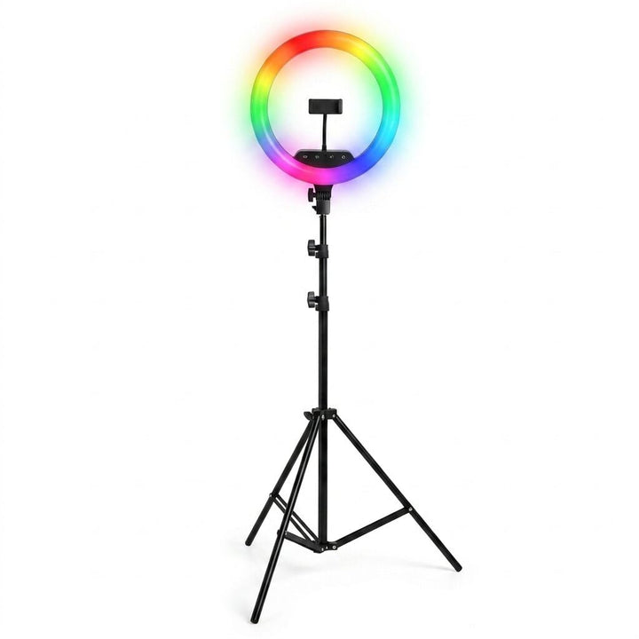Luméon 36 cm RGB Ringlicht mit Stativ – 14 Zoll LED Fotolicht mit 39 Farben & Effekten, inkl. Fernbe