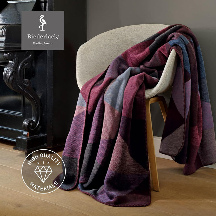 biederlack® weiche Kuscheldecke Purple Geometric, Sofadecke in 150x200 cm
