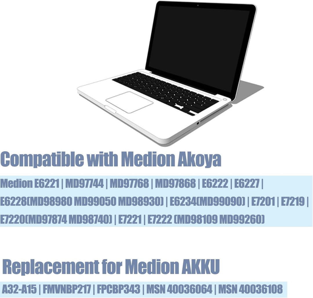FengWings® A32-A15 akku, Ersetzen Für Medion Akoya A32-A15 AKKU, Medion E6221 | E6222 | E6227 | E623