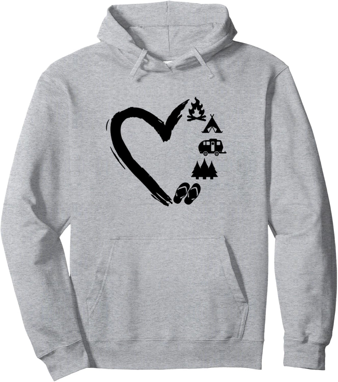 Camping Herz Wohnmobil Wohnwagen Wandern Outdoor Natur Camper Pullover Hoodie