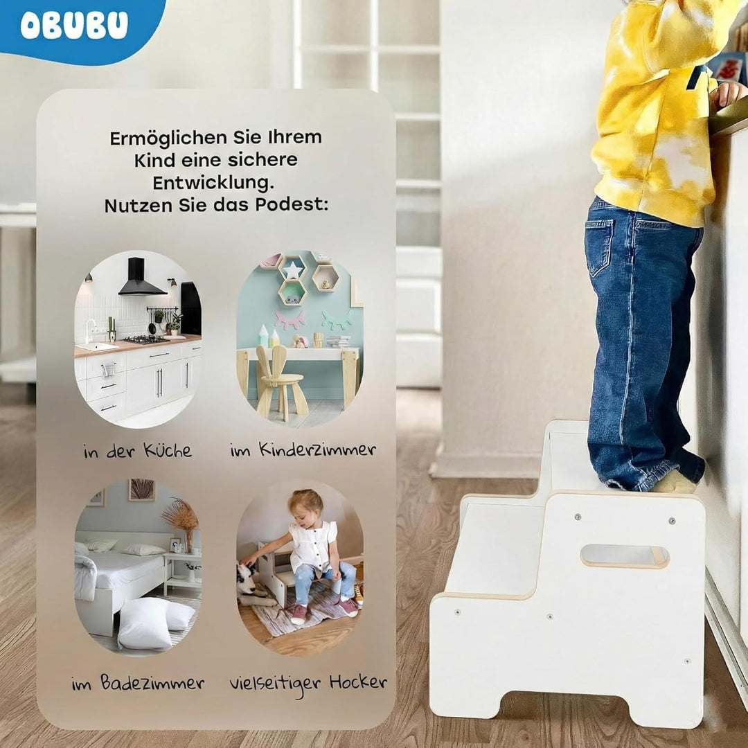 Tritthocker für Kinder - Montessori - Tritthocker Kinder - Hocker Holz - Toilettenhocker - Hocker Ki