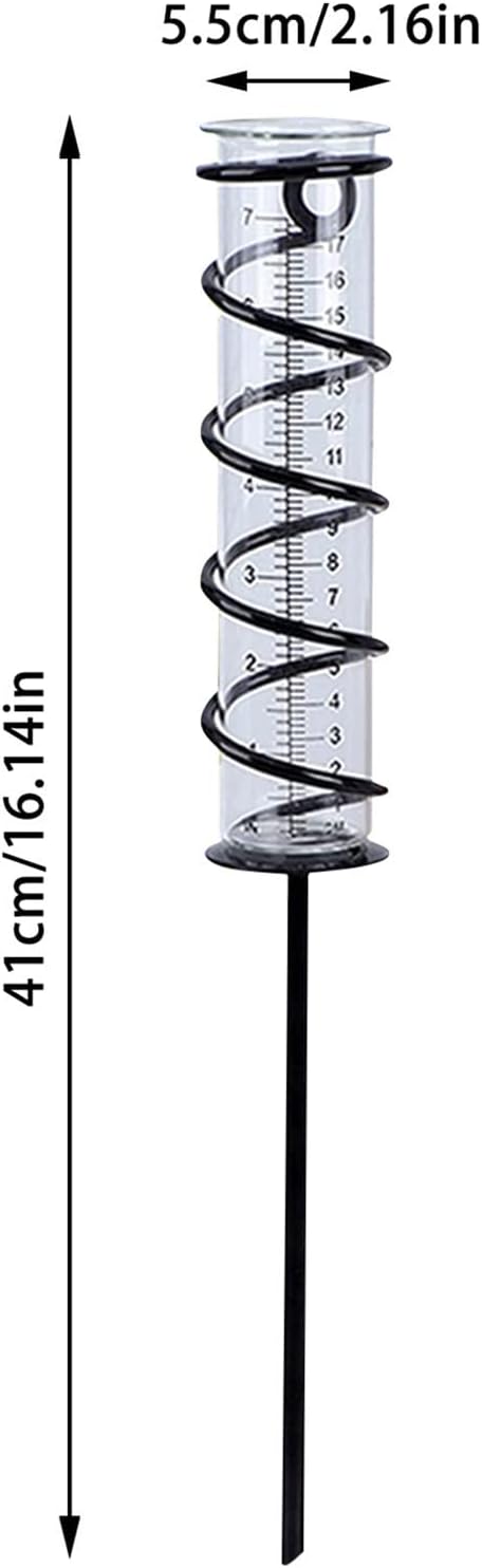 2 Stück Regenmesser mit Erdspiess aus Metall - Glas-Regenmesser | Niederschlagsmesser | Wetterstatio