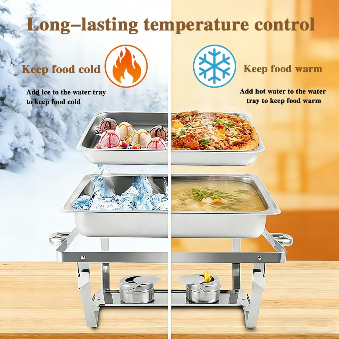 2pcs 9 Liter-Chafing Dish Buffet Set,Edelstahl BuffetwäRmer Set,Rechteckiger SpeisenwäRmer Mit Zange