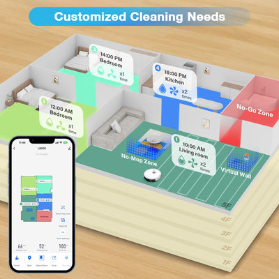 Tikom L9000 Saugroboter mit Wischfunktion, LiDAR Navigation, 4000Pa Staubsauger Roboter, 150Mins Max