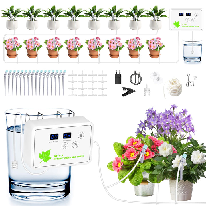 Automatisches Bewässerungssystem Indoor,GuKKK DIY Tropfbewässerungsset Gesteuert mit 12 m Schlauch,G