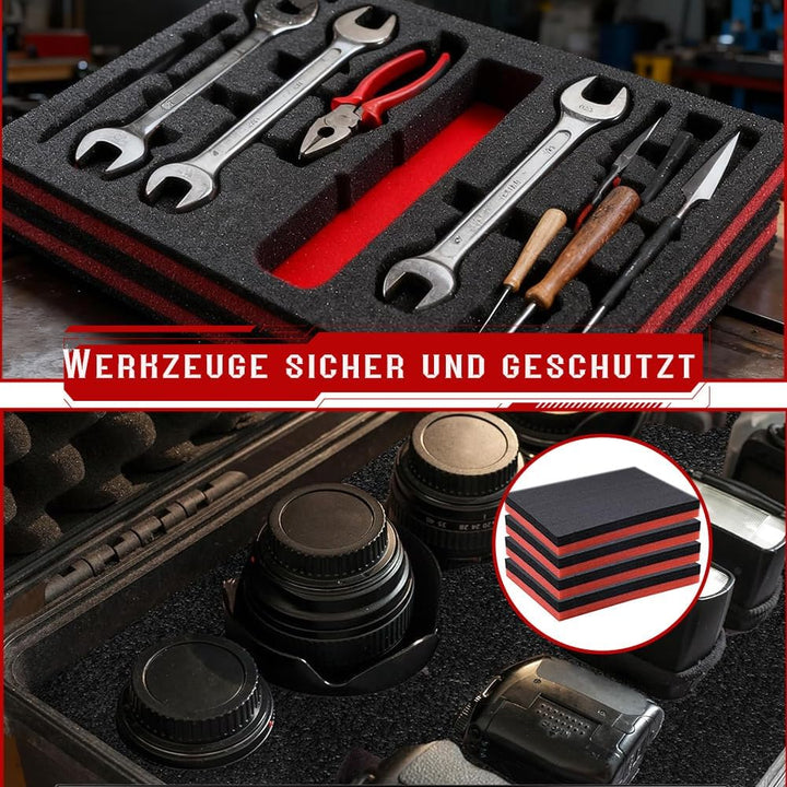 Schaumstoff Zuschnitt 4 Stück, Werkzeugkisten Schaumstoff 40 x 30 x 2.5cm, Schaumstoffeinlage Werkze
