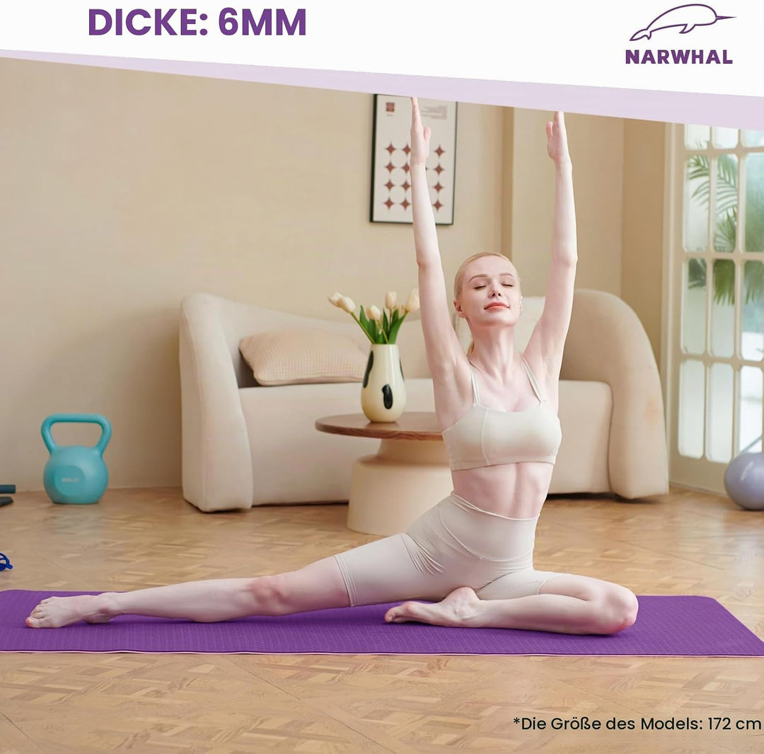 Narwhal Yoga Matte Gross TPE Rutschfest 190x80x0.6cm Yogamatte xxl Sportmatte Gymnastikmatte Trainin