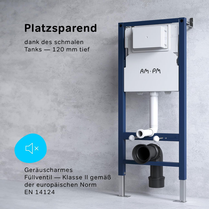AM.PM - Hänge WC Komplettset, Vorwandelement WC Set Komplett Vormontiert (Prime Fit) + Wand WC Weiss