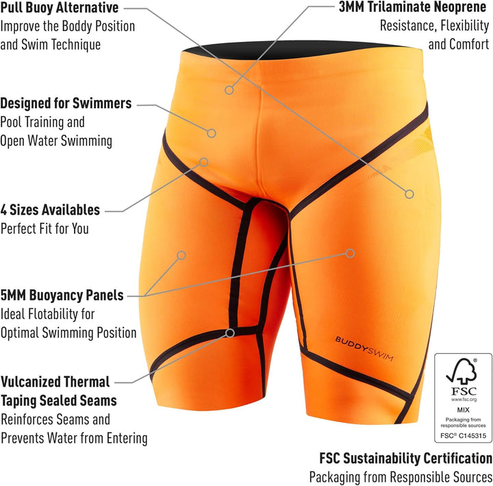 Buddyswim Neoprenbadehose für Freiwasserschwimmen, Kurze Neoprenshorts 5/3 mm. Kälteisolierende Hose