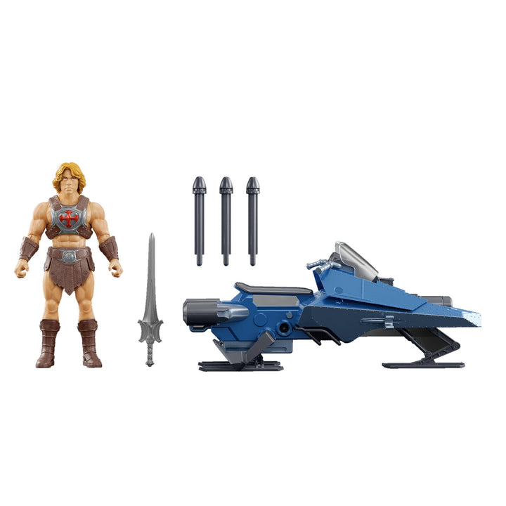 Masters of the Universe Fahrzeug und Figur massstabsgetreu 14 cm, He-Man und Sky Sled, detailgetreu