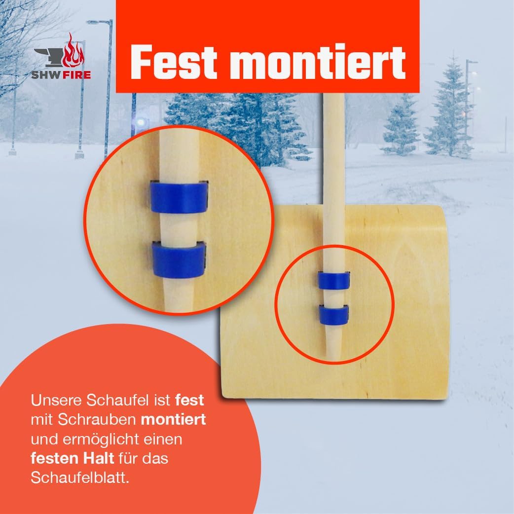 Schneeschieber für Kinder mit 26 cm Schaufel und 75 cm Holzstiel, Schaufel aus 5-lagigem Sperrholz,