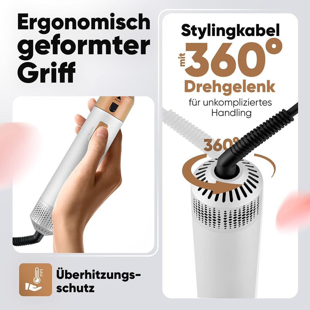 ProfiCare® Warmluftbürste | 4in1 Hairstyler für Locken, Volumen, Glätten und Trocknen | 1000W Rundbü