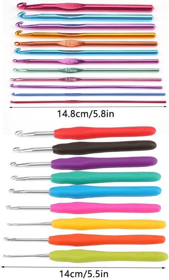 Häkelset mit Etui, ergonomischer , Stricksets Griff, Nadel, Häkelnadeln, Näh- und Strickwerkzeug-Set