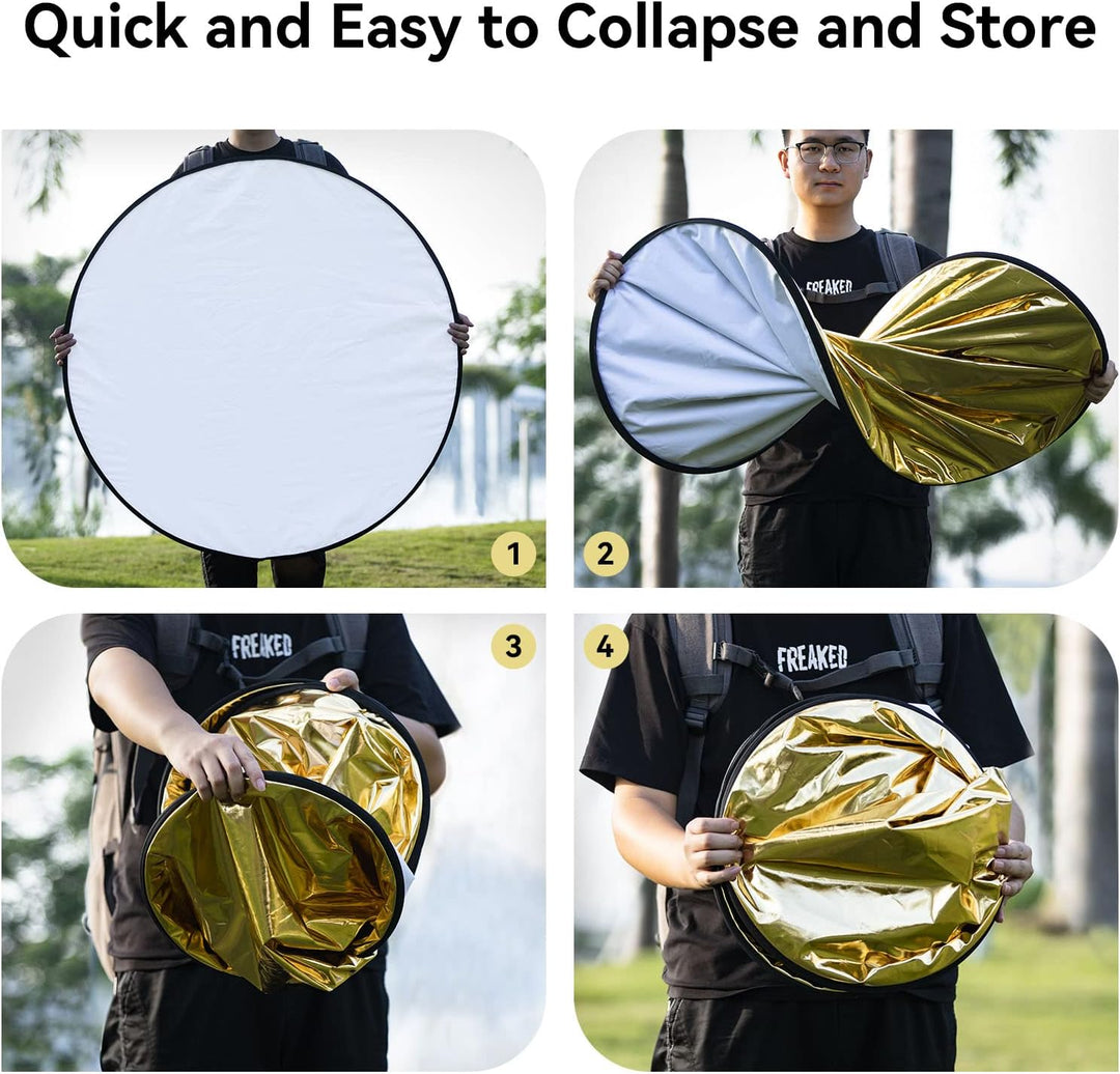 SMALLRIG 5 in 1 Reflektor 110cm 42-Zoll Lichtreflektor Zusammenklappbarer Fotografie Reflektor, mit