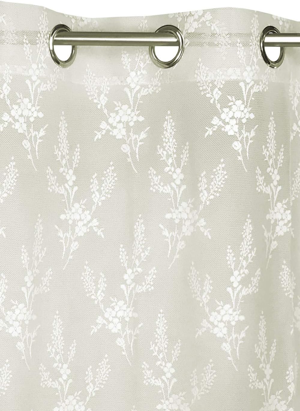 Tex Family Vorhang Isabel Creme 140 x 280 cm verpackt aus Jacquard-Spitze Cremeweiss, Cremeweiss