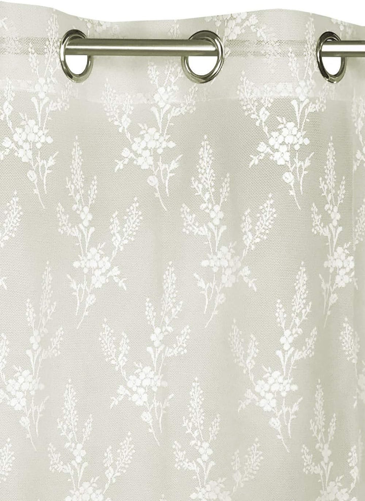 Tex Family Vorhang Isabel Creme 140 x 280 cm verpackt aus Jacquard-Spitze Cremeweiss, Cremeweiss