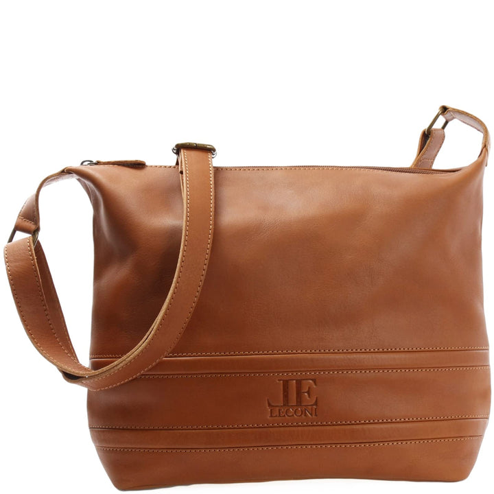LECONI Schultertasche Damentasche Umhängetasche natur weiche Ledertasche Handtasche Damen Leder 33x2