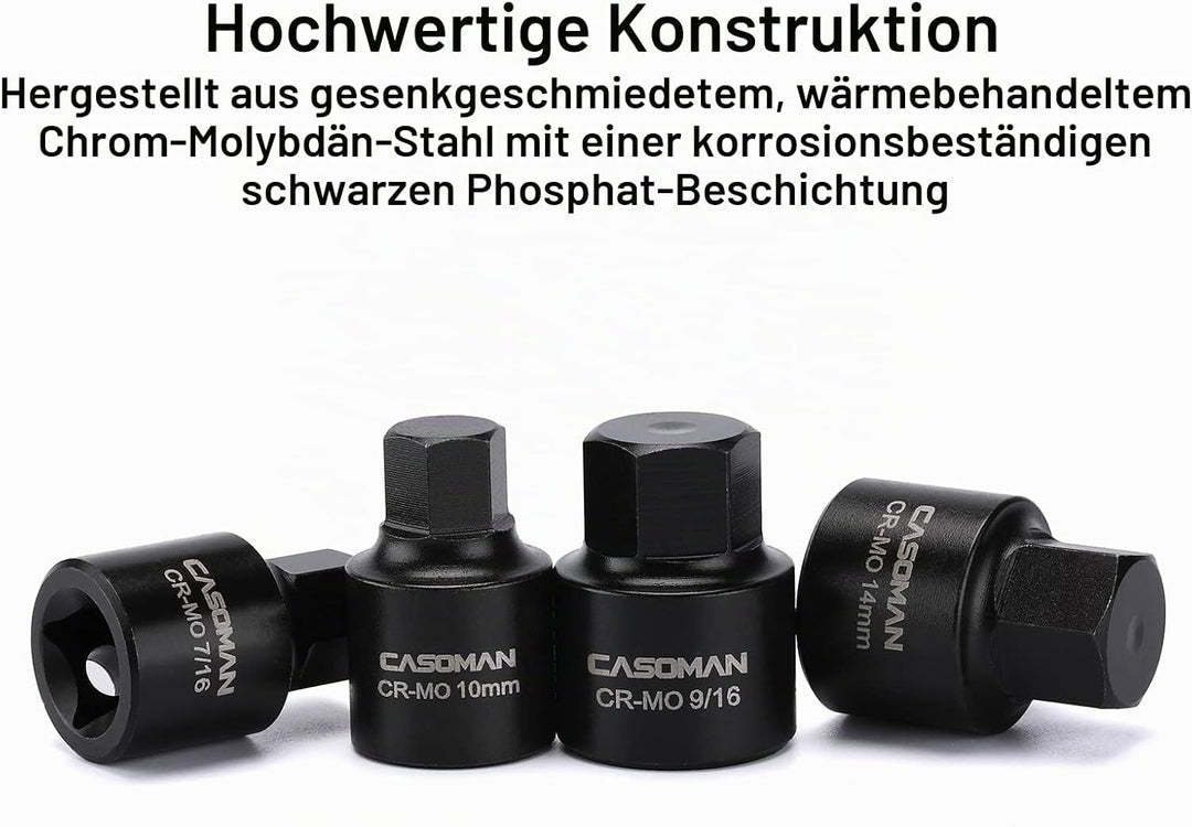 CASOMAN 16 Piece 3/8 Inch Drive Low Profile Impact Hex Driver Set, Cr-Mo, 1/4"-3/4", 6mm-19mm, Impac