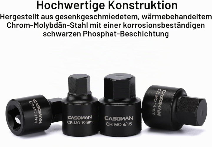 CASOMAN 16 Piece 3/8 Inch Drive Low Profile Impact Hex Driver Set, Cr-Mo, 1/4"-3/4", 6mm-19mm, Impac