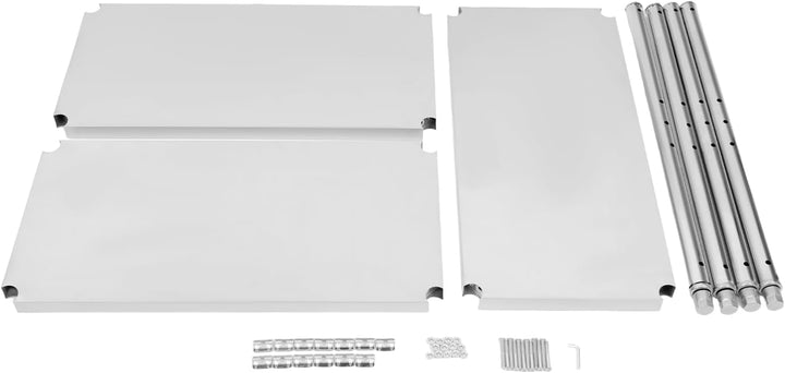 3-stufiges Edelstahl-Regal 201, 80x80x40cm, Metall Küchenregal mit verstellbaren Ebenen, stabil & ro