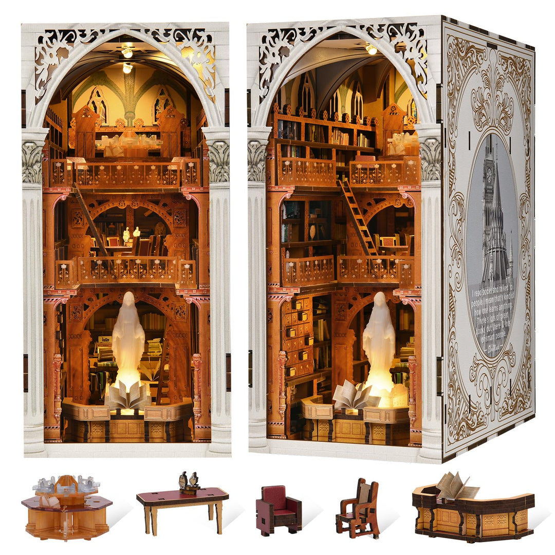 MiniCity Book Nook Kit, DIY Miniatur Puppenhaus Booknook Kit, 3D Holz Puzzle Buchstütze Bücherregal