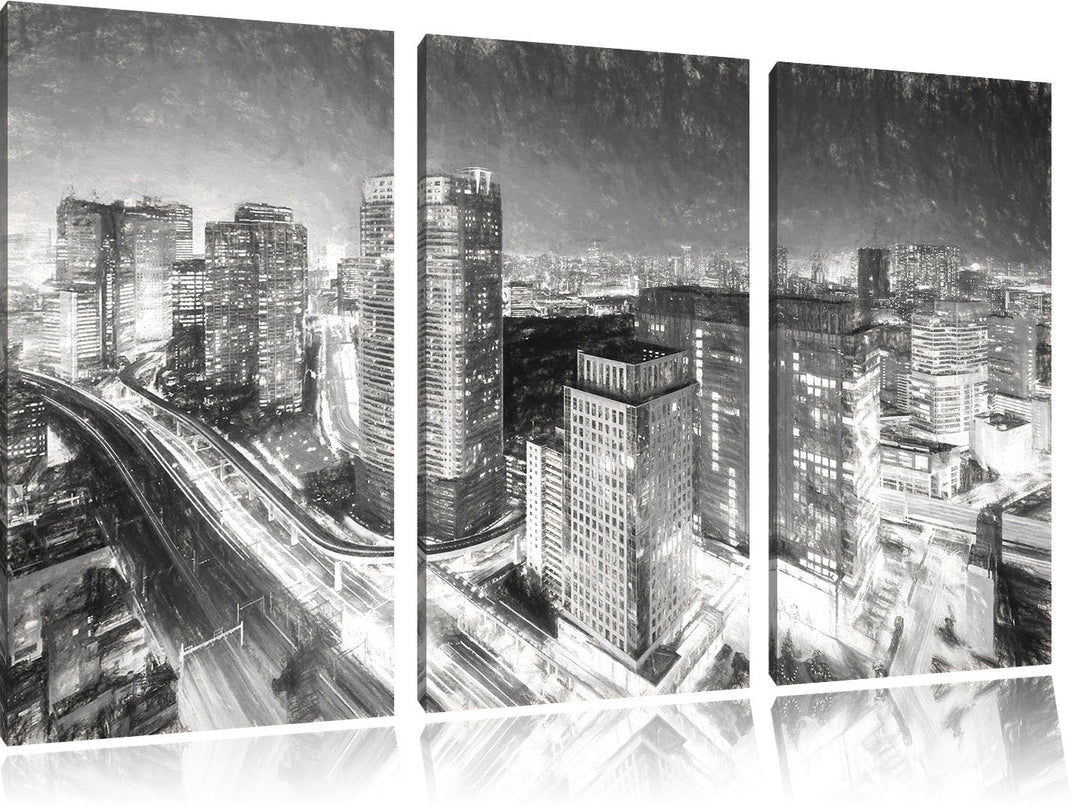 Pixxprint Moderne Architektur in Tokio als Leinwandbild/Grösse: 3 Teilig (120x80 cm) cm/Wandbild/Kun