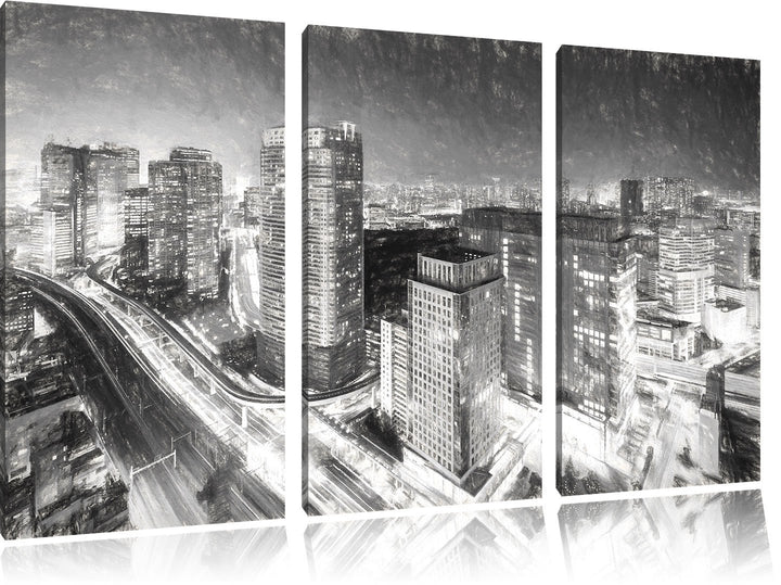 Pixxprint Moderne Architektur in Tokio als Leinwandbild/Grösse: 3 Teilig (120x80 cm) cm/Wandbild/Kun