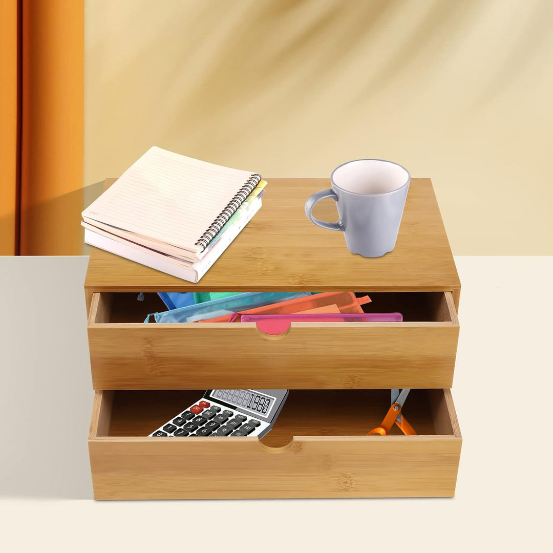 Schreibtisch Organizer, Schreibtischbox Schubladen Büromaterial,2 Schubladen,Curved Nut Griff,für To