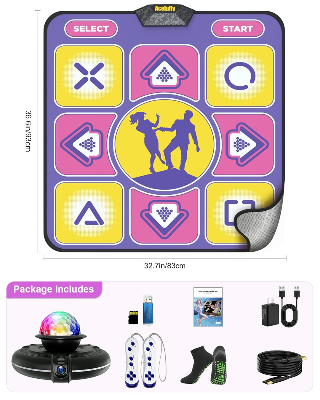 Tanzmatte - rutschfest Mit Kamera für TV, Kabelloser Controller, Spass Spiel für Kinder & Erwachsene