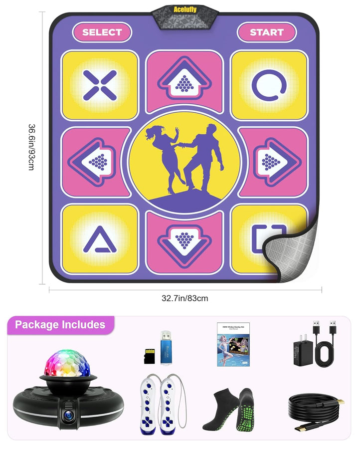 Tanzmatte - rutschfest Mit Kamera für TV, Kabelloser Controller, Spass Spiel für Kinder & Erwachsene