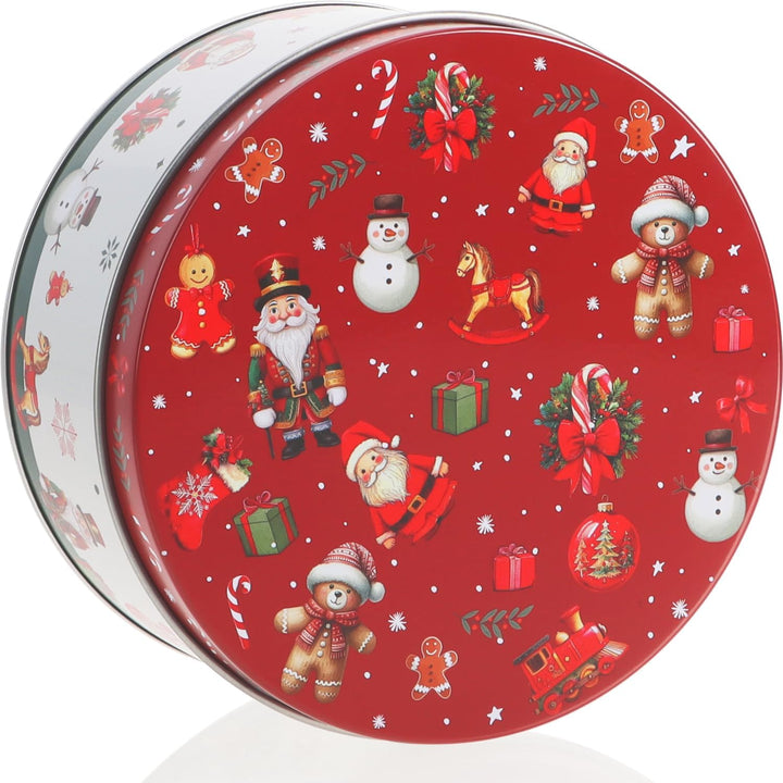 com-four® 3x Vorratsdosen aus Metall - ineinander stapelbare Keksdosen mit Adventskranz, Nussknacker