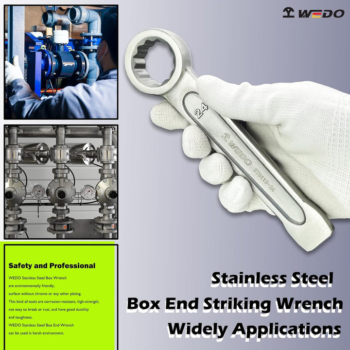 WEDO Edelstahl Schlag-Ringschlüssel,SW 22mm,Länge 155mm,Ringschlüssel,Ringschraubenschlüssel,Schraub