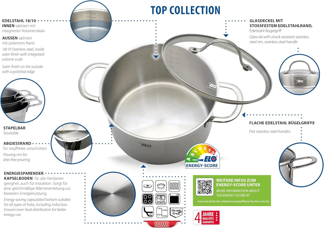 ELO 42515 Topfset, Edelstahl, 5 TLG ,