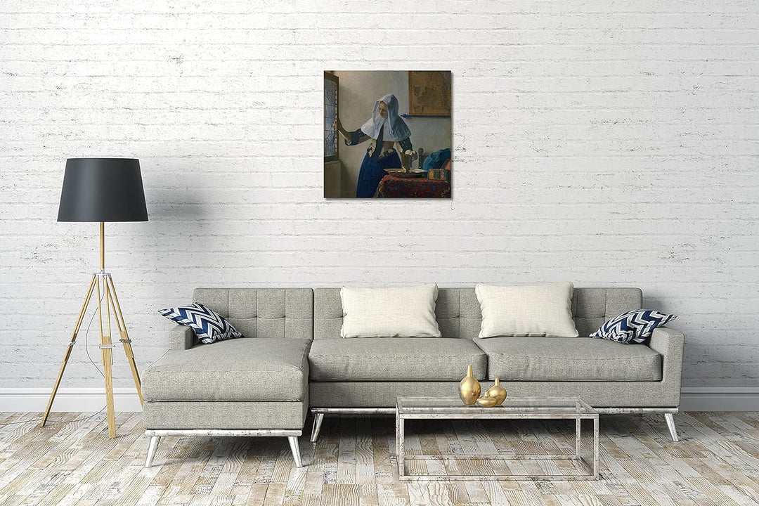 Printed Paintings Leinwand (70x70cm): Johannes Vermeer - Junge Frau mit einem Wasserkrug 70x70 cm, 7