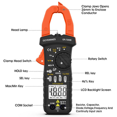 Digitales Zangenmessgerät Multimeter T-RMS 6000Counts GR-7200B Strommessgerät Multimeter Spannungspr