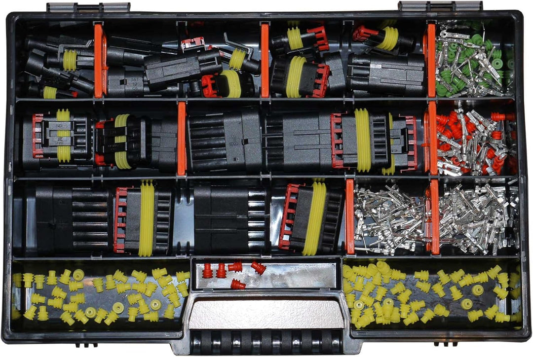 AMP Superseal Starter Set 1-polig bis 6-polig Sortiment Box Kasten mit Kabel Steckverbinder Elektrik