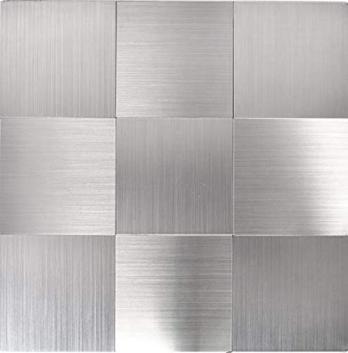Mosaik Fliese selbstklebend Aluminium silber metall für WAND KÜCHE FLIESENSPIEGEL THEKENVERKLEIDUNG