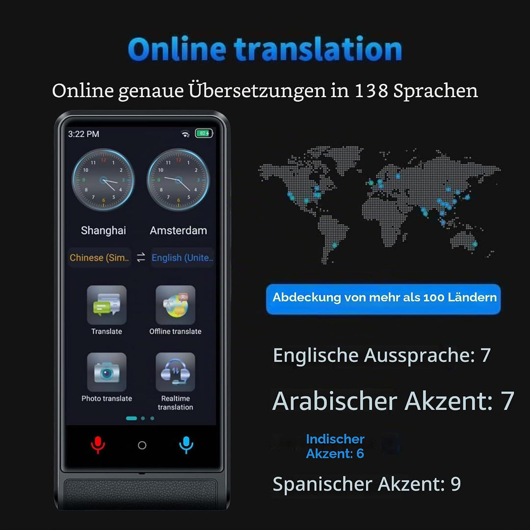 Californa, Sofort-Sprachübersetzer 2026, gleichzeitiger Übersetzer ohne WLAN, Touchscreen, 10,2 cm (