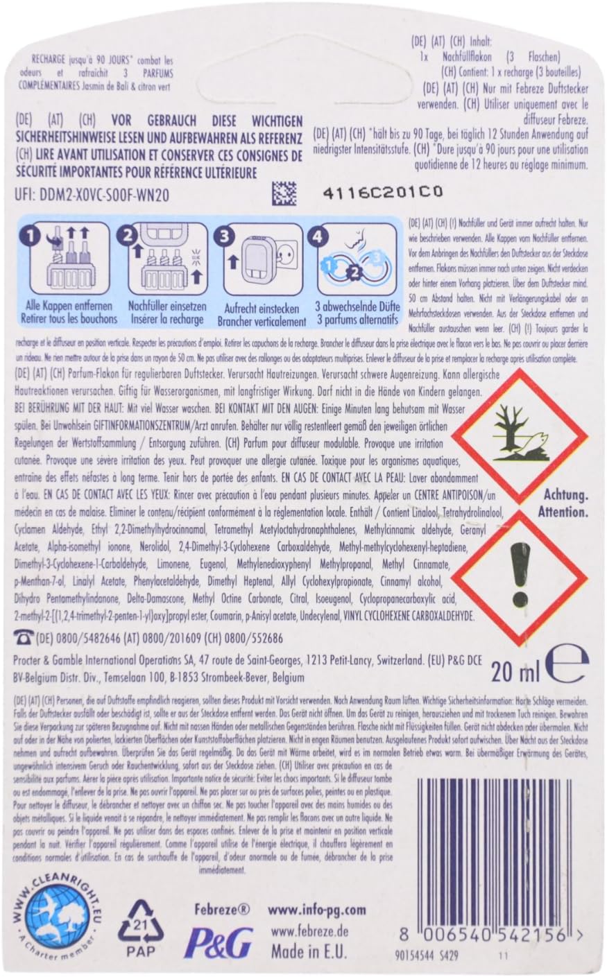 Febreze 3Volution Duftstecker Nachfüller Nachfüllflakon Bali Jasmin & Limette 20ml Jasmin 20 ml (1er