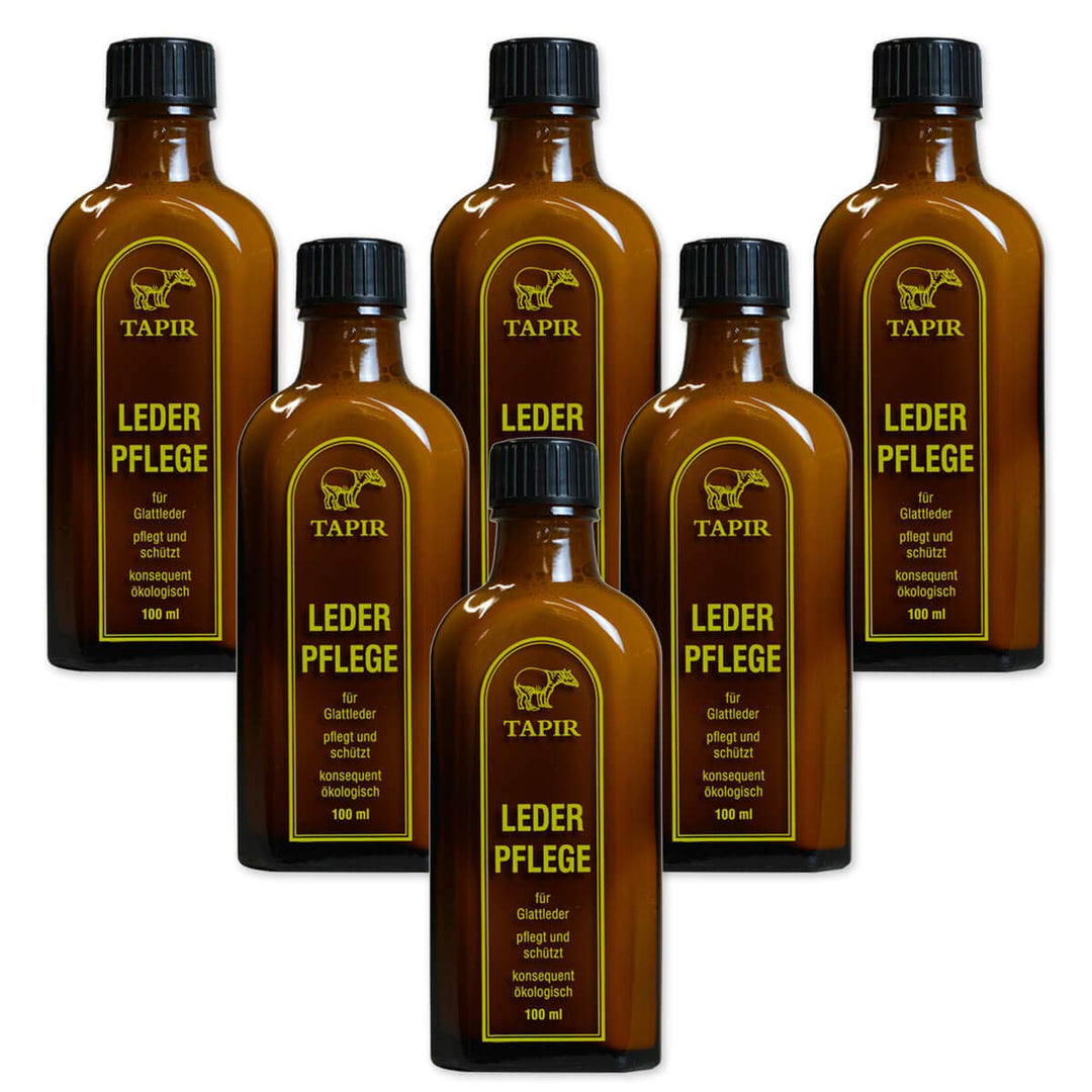 TAPIR - Lederpflege in Braunglasflasche - 100 ml - 6er Pack