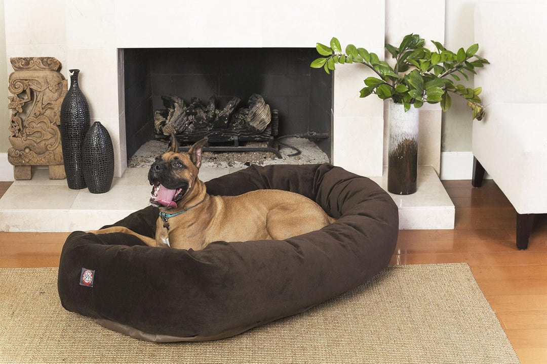 Majestic Pet Hundebett in Bagel-Form, 132,08 cm, Schokoladenbraun, Wildleder, Products Schokoladenbr