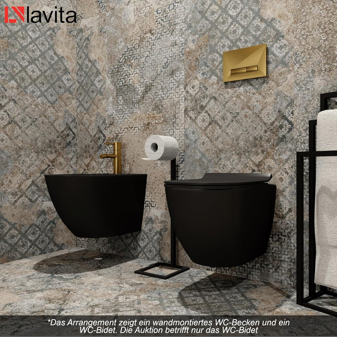 LAVITA Universal Wand Bidet, WC mit Hahnloch und Überlaufschutz aus Keramik 35,5 x 51 x 34 cm Sitzwa