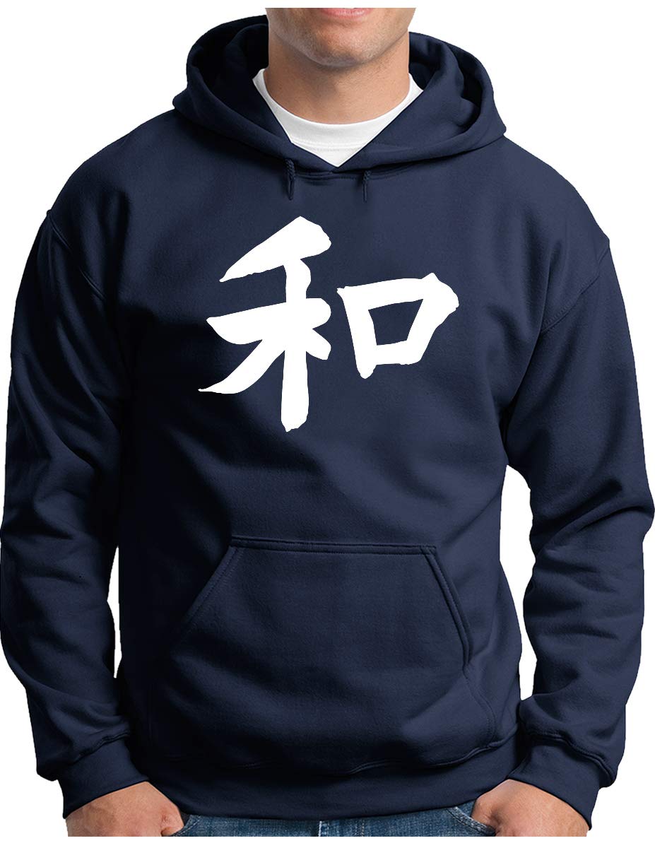 OM3® Japanese Hieroglyph Peace Hoodie | Herren | Japan Symbol Schriftzug Frieden | Kapuzen-Pullover