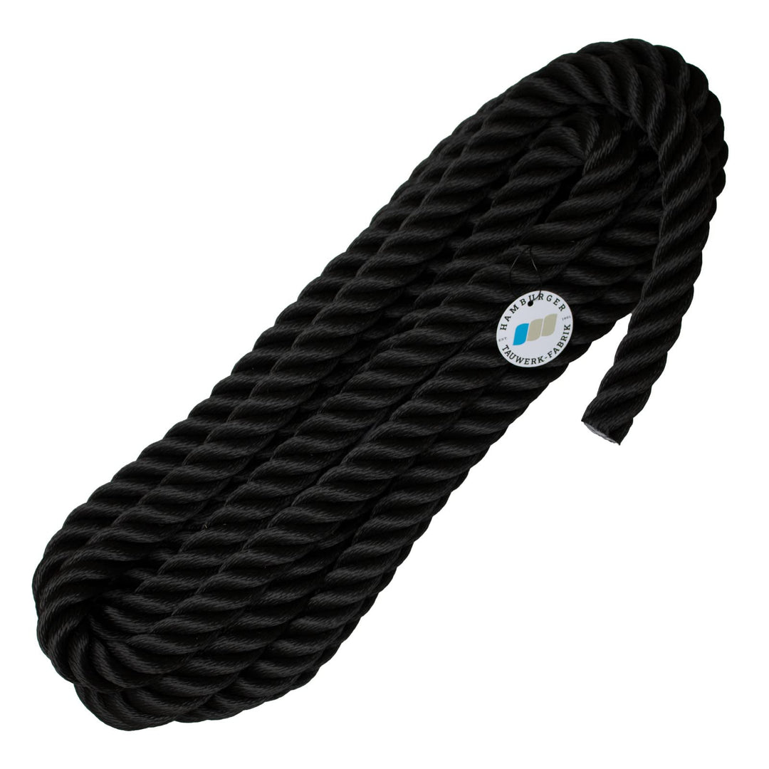 Handlaufseil/Absperrseile - 30mm -Soft Touch - 4fach geschlagen Farbe: schwarz - 8 Meter, 8 Meter