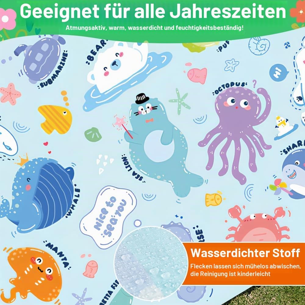Picknickdecke wasserdicht, 145 x 210 cm Mini picknickdecke, Wasserdicht und schmutzabweisend, Ultral