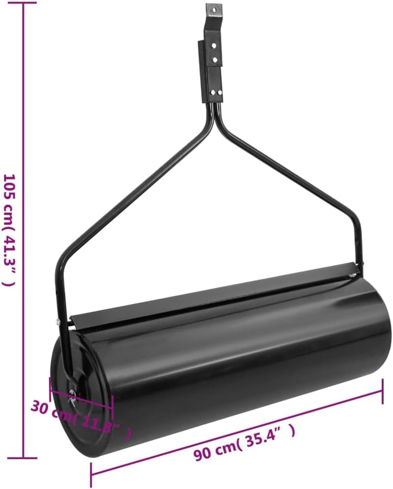 vidaXL Rasenwalze, Befüllbar Gartenwalze Walze mit Eisenrahmen, Handwalze mit Griff, Rasenroller Bod